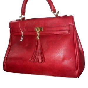 Aldo Crimson Satchel with Gold Details